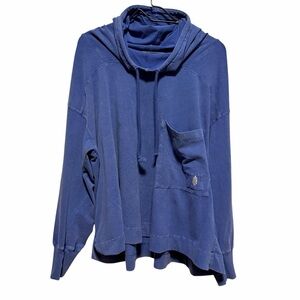 Free People Movement Hot Shot Hoodie Pullover Blue Oversized Slouchy L